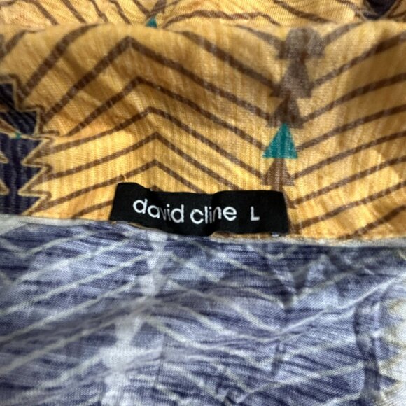 David Cline Womens Long Sleeve Chevron Pattern Sun Button Up Shirt Large Yellow - Picture 3 of 8